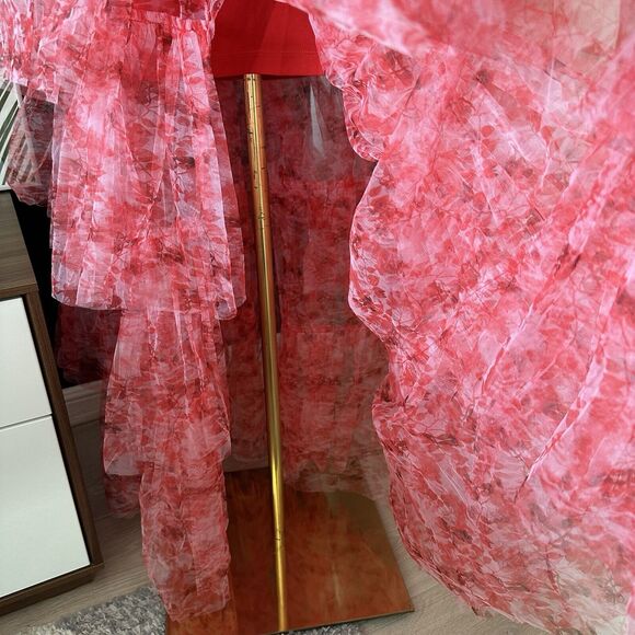 Lace and Beads ASOS Off Shoulder Tulle Corset Maxi Dress Tiered Floral - Picture 9 of 16